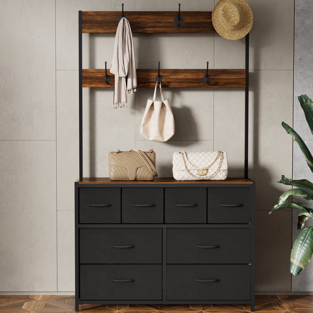 Retro wood grain industrial style entryway coat rack