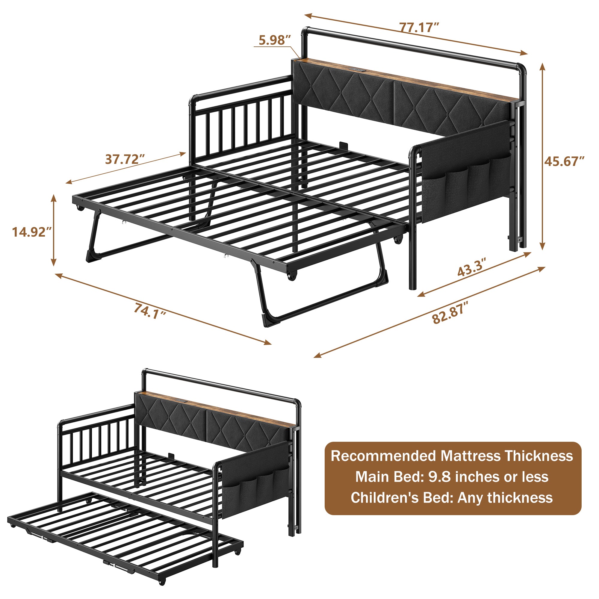 Folding sofa bed with LED lights Secondary image