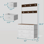 Retro wood grain industrial style entryway coat rack