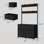 Retro wood grain industrial style entryway coat rack