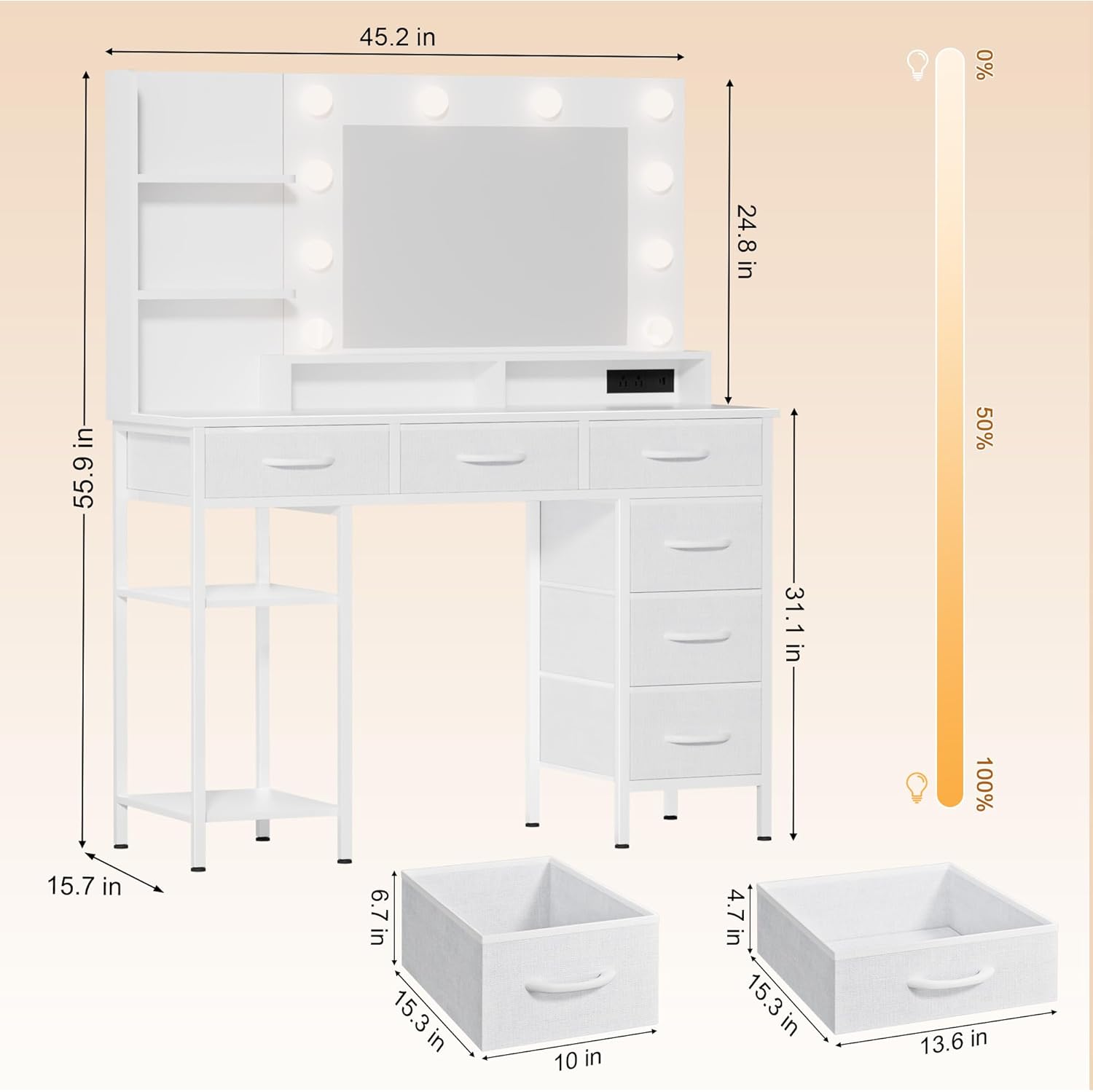LED light strip storage dressing table