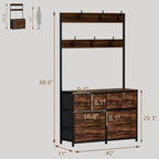 Retro wood grain industrial style entryway coat rack