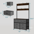 Retro wood grain industrial style entryway coat rack