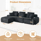 Cloud Soft Cream Corduroy L-Shaped Large-Size Leisure Sofa