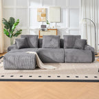 Cloud Soft Cream Corduroy L-Shaped Large-Size Leisure Sofa
